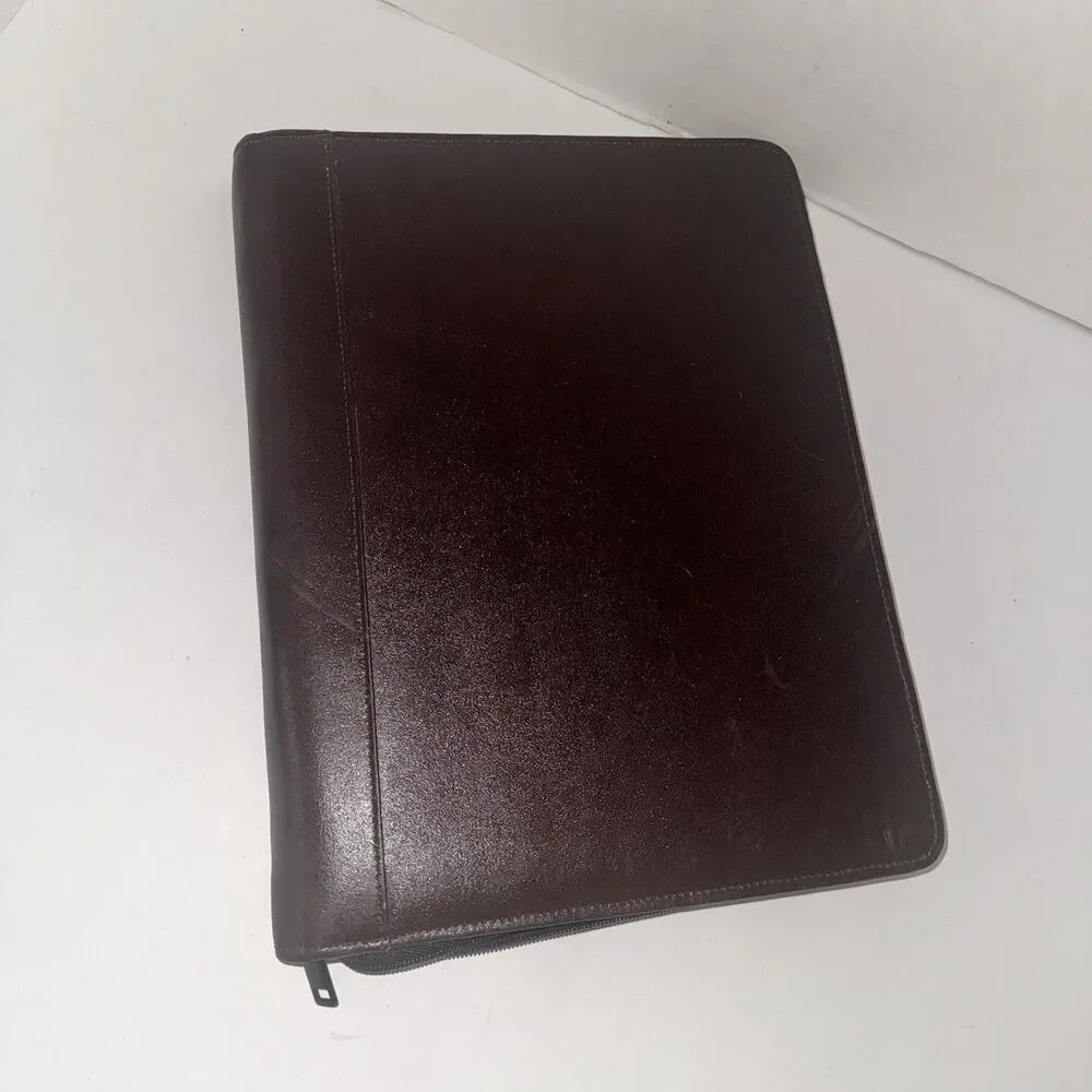 Vintage Samsill 70734 Brown Zip Portfolio Organizer Executive Padfolio